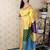 Yellow banarasi silk zari weaving saree with matching blouse piece