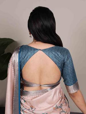 cream tussar silk saree with floral print 3