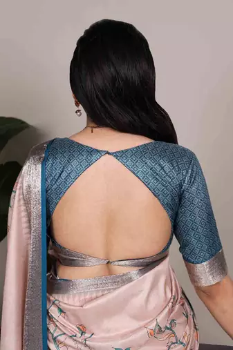 cream tussar silk saree with floral print
