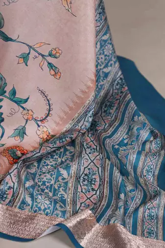 cream tussar silk saree with floral print