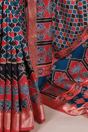 tussar silk printed saree with viscose border