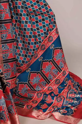 tussar silk printed saree with viscose border