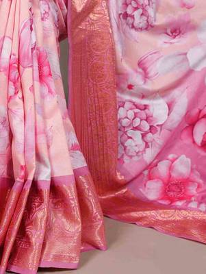 designer tussar silk printed saree with viscose border 4