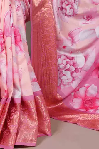 designer tussar silk printed saree with viscose border