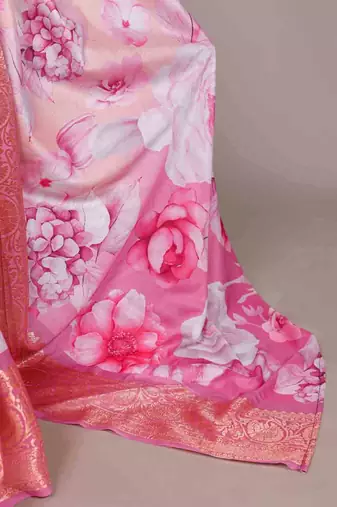 designer tussar silk printed saree with viscose border
