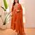 Orange cotton u  embroidered 3-piece anarkali suit set