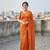 orange color mirror lace attched Saree satin Saree