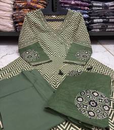 Green chevron printed anarkali kurta set