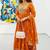 Orange heart-neck ethnic ckl embroidered indian salwar kameez kurti pant dupatta set for women