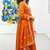 Orange heart-neck ethnic ckl embroidered indian salwar kameez kurti pant dupatta set for women