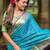 Blue patola silk lagdi pallu zari weaving saree with contrast blouse piece