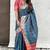 Teal patola silk lagdi pallu zari weaving saree with contrast blouse piece