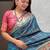 Teal patola silk lagdi pallu zari weaving saree with contrast blouse piece