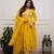 Yellow beautiful embroidered kurti pant dupatta set for women