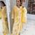 Beautiful yellow cotton kurta set with blue floral strippedroidery
