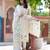 Beautiful white cotton hand-painted chicken shifli straight kurti set