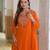 Ethnic orange cotton jaipuri embroidery kurta set