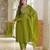 Ethnic green cotton jaipuri embroidery kurta set