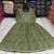 Green cotton embroidered bandni pattern 3-piece anarkali suit set