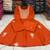 Orange cotton u  embroidered 3-piece anarkali suit set