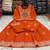 Orange heart-neck ethnic ckl embroidered indian salwar kameez kurti pant dupatta set for women