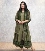 Green chevron printed anarkali kurta set
