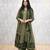 Green chevron printed anarkali kurta set