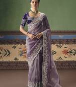 Lilac fancy fabric embroidered saree