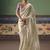 Cream fancy fabric embroidered saree