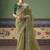 Pista green fancy fabric embroidered saree