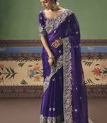 Purple fancy fabric embroidered saree