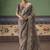 Taupe fancy fabric embroidered saree