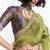 Fancy fabric embroidered olive green saree