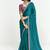 Fancy fabric embroidered teal saree