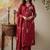 Blood-red embroidered chanderi silk thread work ethnic-kurtis