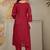 Blood-red embroidered chanderi silk thread work ethnic-kurtis