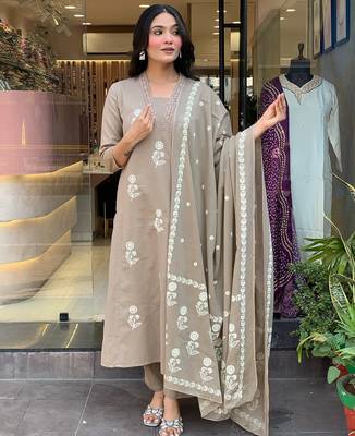 Cream embroidered cotton thread work ethnic-kurtis 1