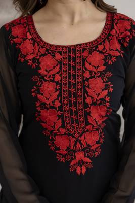Black embroidered georgette thread work ethnic-kurtis 2