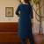 Dark-blue embroidered viscose beads ethnic-kurtis
