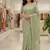 Light Green color embroidery and cut work border Crunchy silk Saree