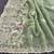 Light Green color embroidery and cut work border Crunchy silk Saree
