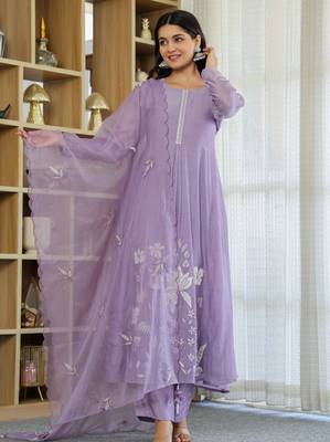 Lavender embroidered chanderi silk sequins work ethnic-kurtis 1