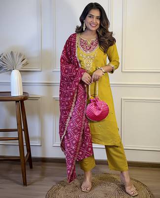 Mustard embroidered viscose sequins work ethnic-kurtis 1