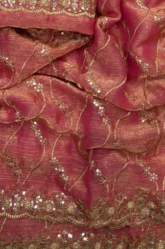 pink color golden zari with 3 mm sequence work chiffon Saree