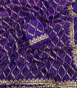 Purplecolor golden zari with 3 mm sequence work chiffon Saree