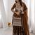 Delicate Brown Dori Embroidery Silk Eid Special Sharara Suit