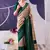 Green color Floral Print with Foil Work Tasar Silk Saree