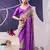 Purple color Floral Print with Foil Work Tasar Silk Saree