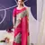 Rani Pink color Floral Print with Foil Work Tasar Silk Saree
