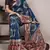 Blue color printed Tasar Silk Saree